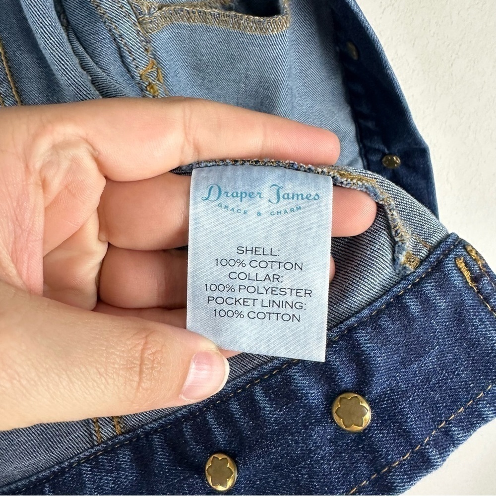 Draper James Denim Button Front Shearling Collar … - image 5